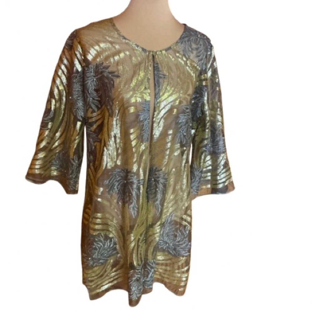 Midnight Velvet Gold and Silver Top